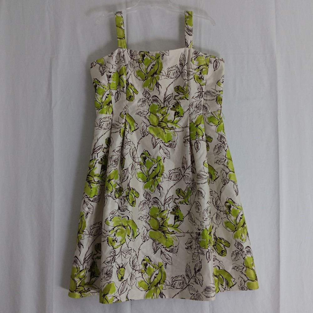 Jessica Howard Dress Womens 16 Cream Green Floral Sleeveless Sheath